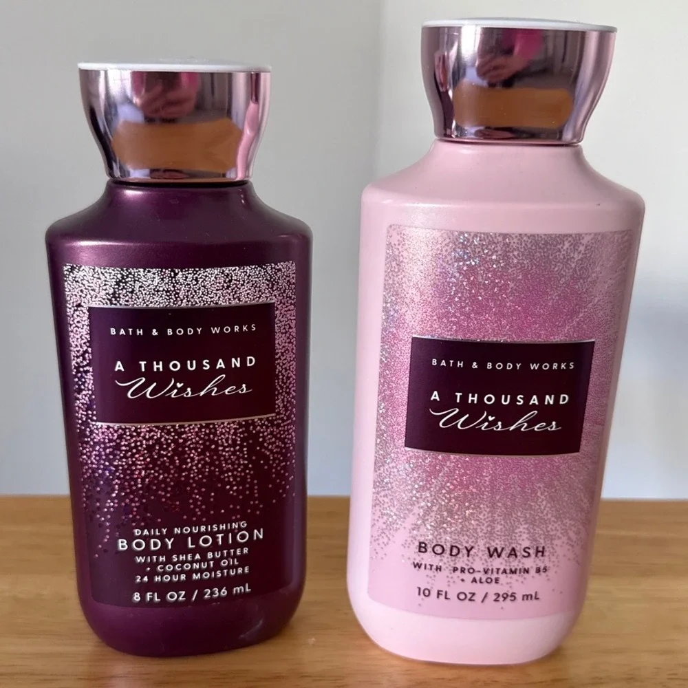 Bath & Body Works A‎ Thousand Wishes Body Wash + Body Lotion Set of 2 Pink Gift